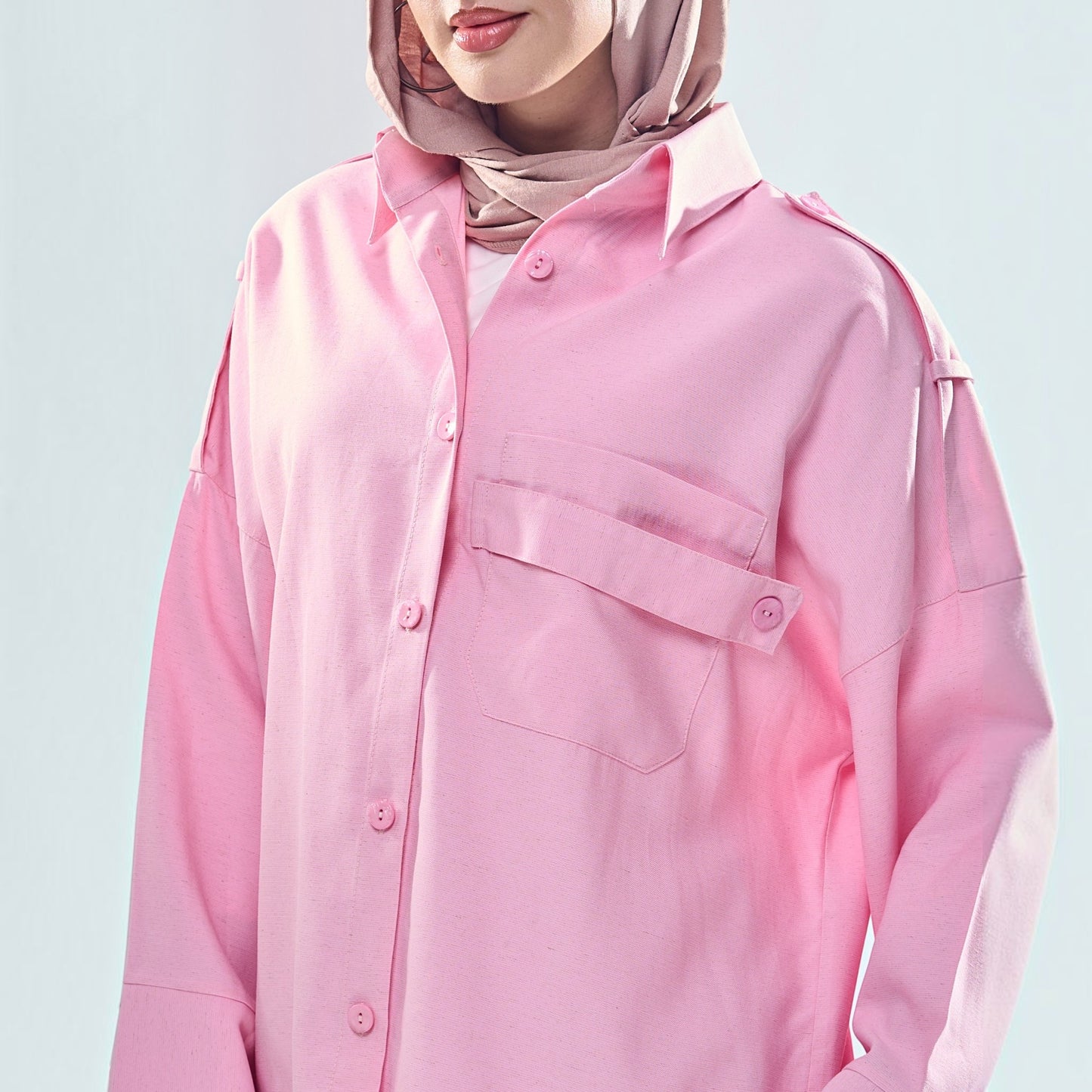 Utility Pocket Oversized Button-Down Shirt