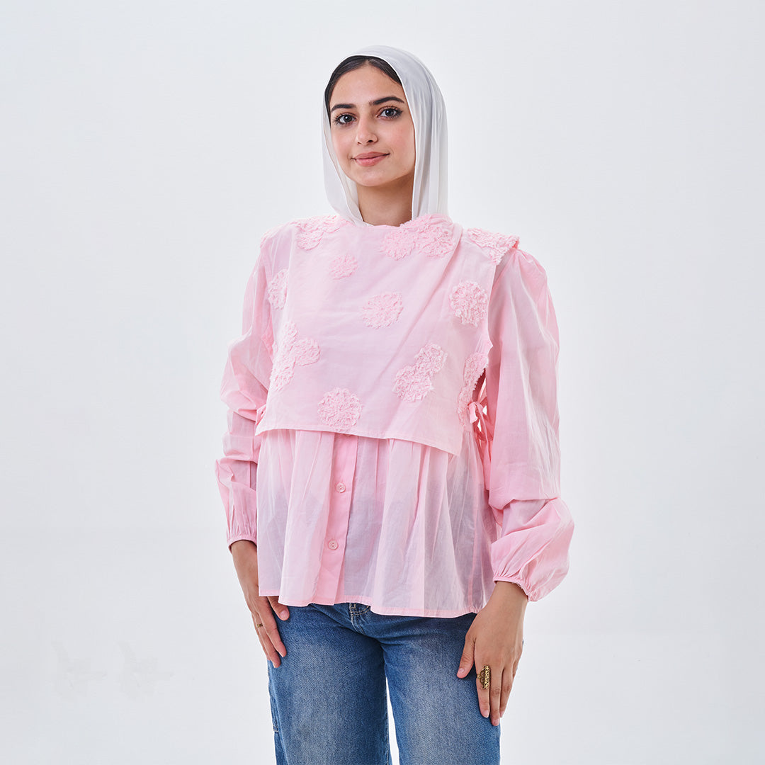 Lace Detail Cropped Blouse