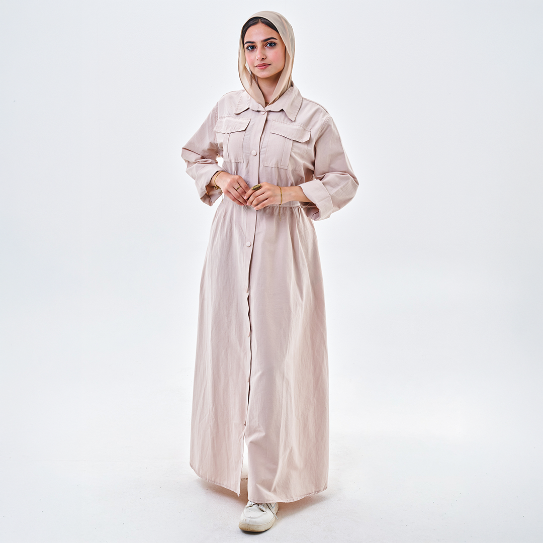 Button-Front Maxi Dress