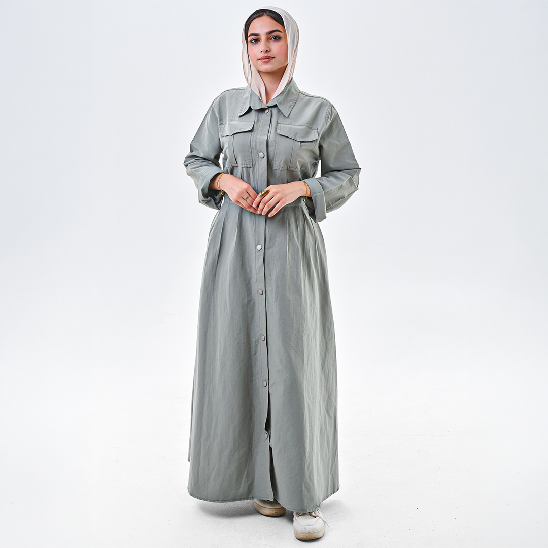 Button-Front Maxi Dress