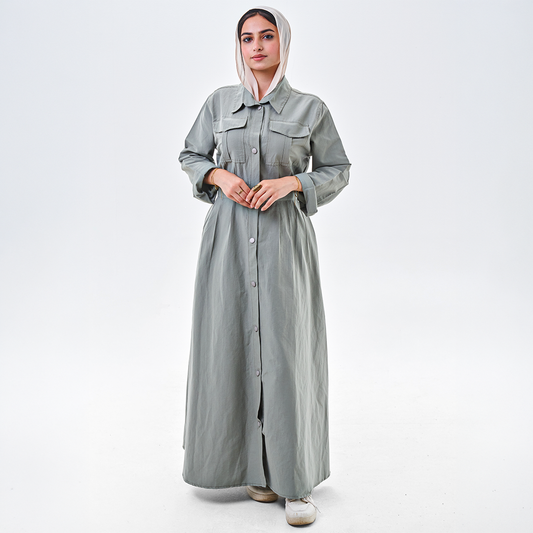 Button-Front Maxi Dress