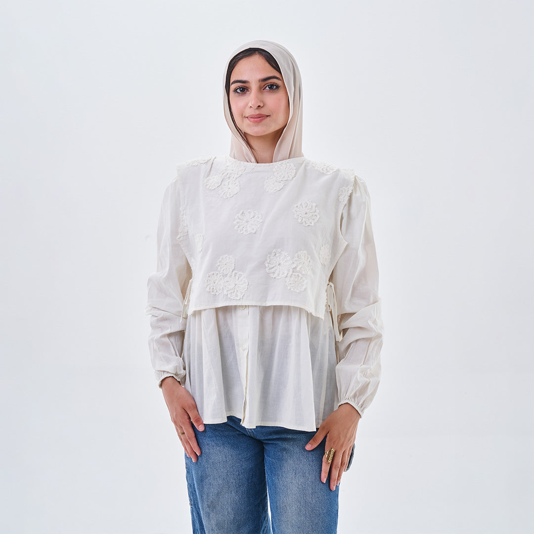 Lace Detail Cropped Blouse