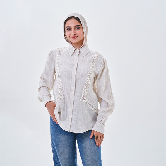 Textured Lace Detail Shirt
