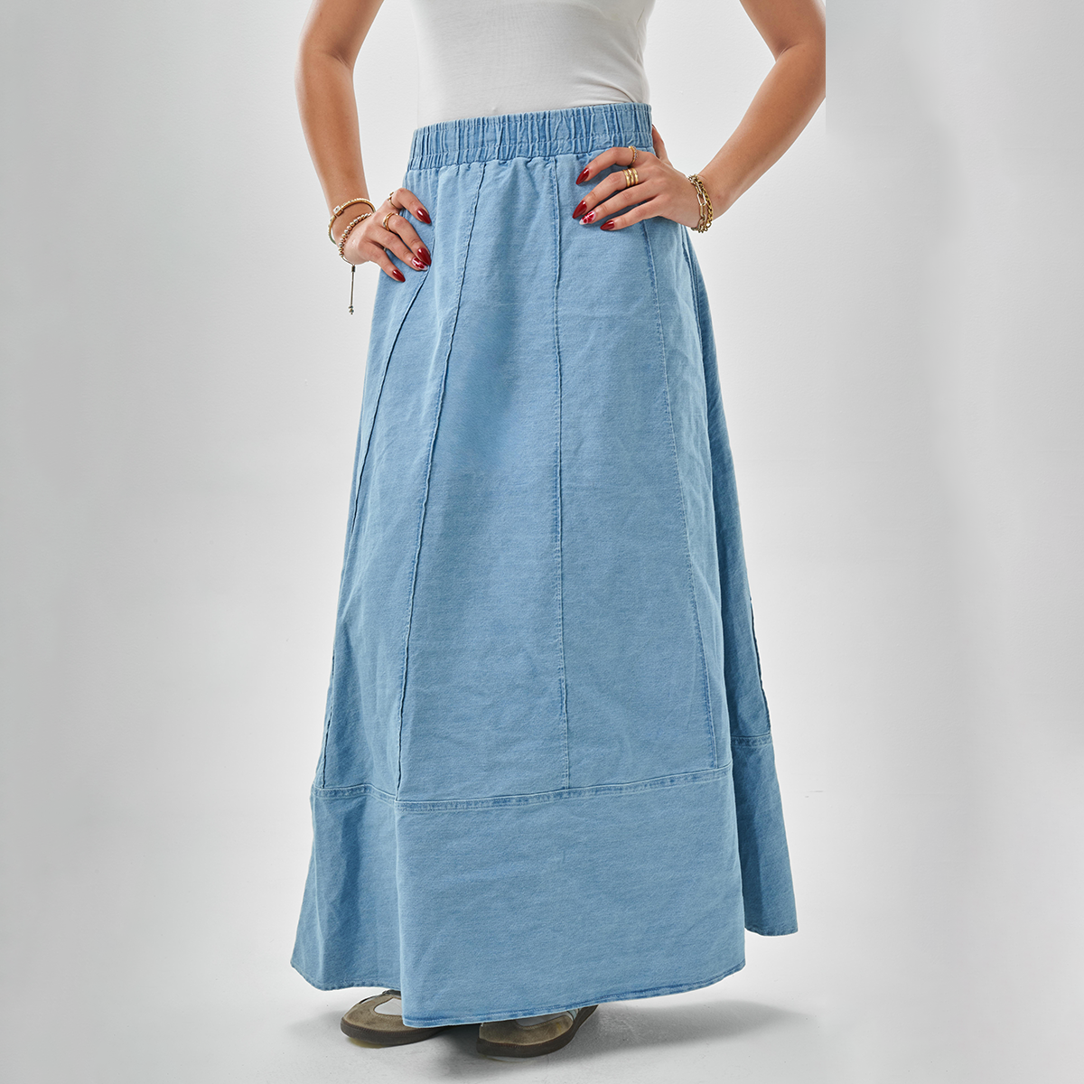 Casual Denim Maxi Skirt