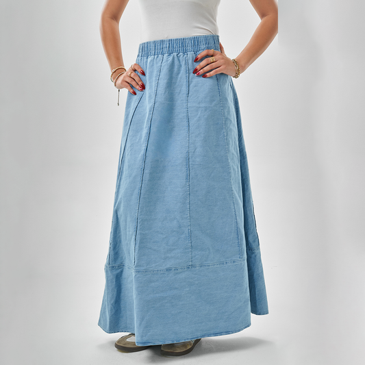 Casual Denim Maxi Skirt