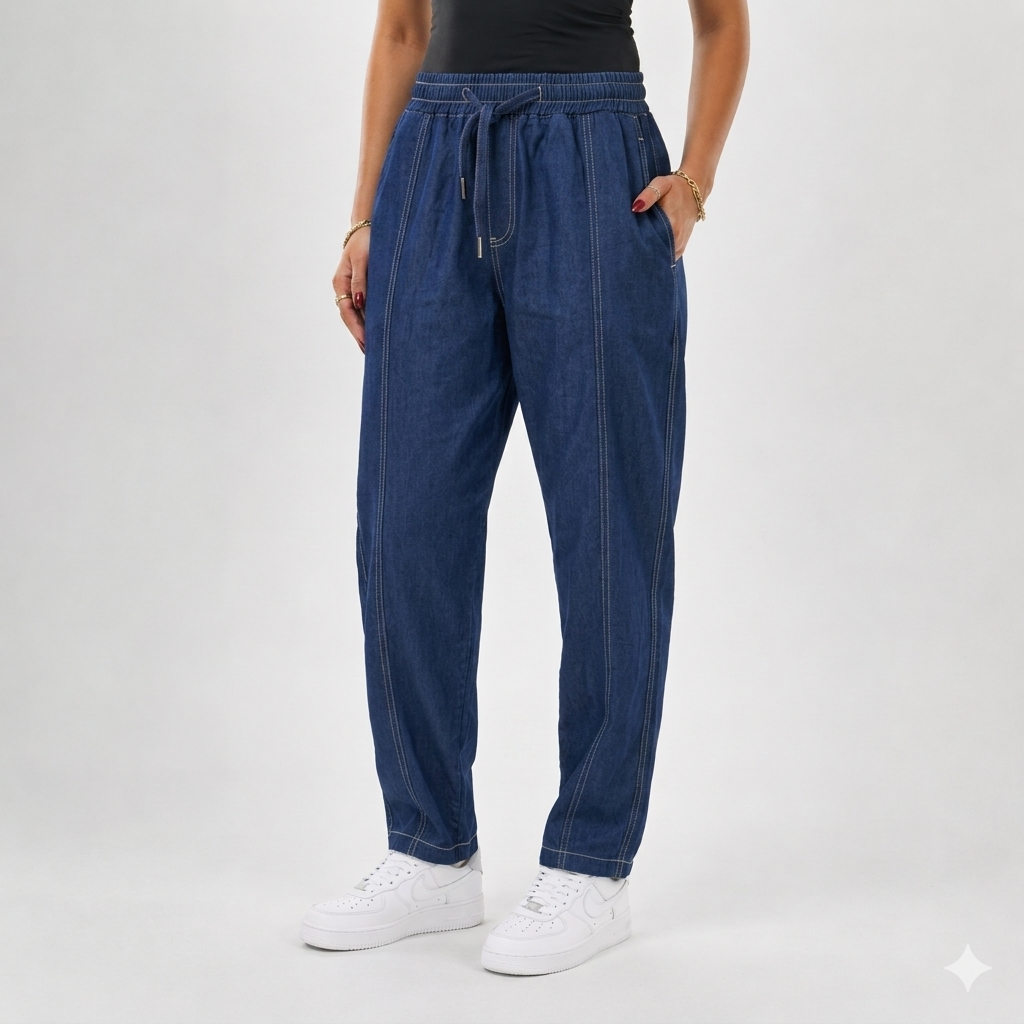 Relaxed Denim Jogger Pants