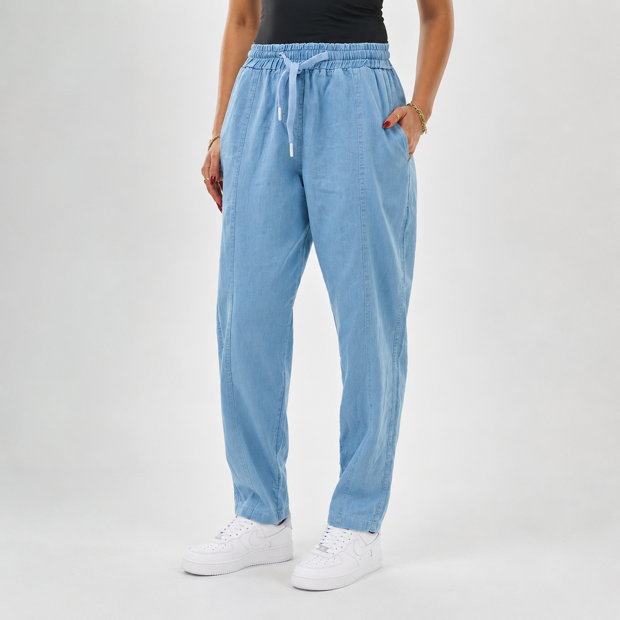 Relaxed Denim Jogger Pants