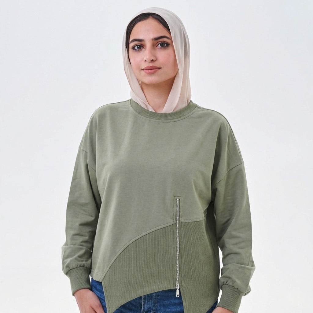Asymmetrical Zip Sweatshirt