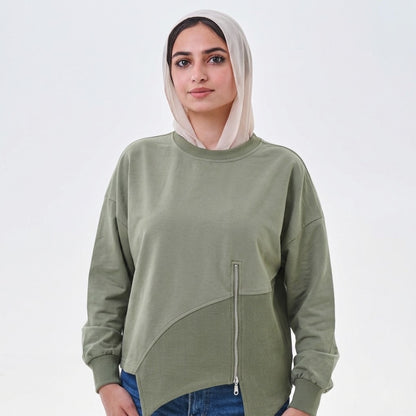 Asymmetrical Zip Sweatshirt