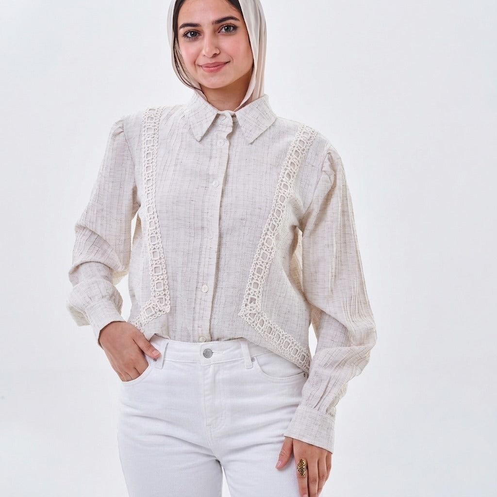 Textured Lace Detail Shirt