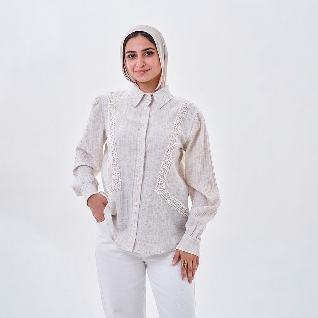Textured Lace Detail Shirt