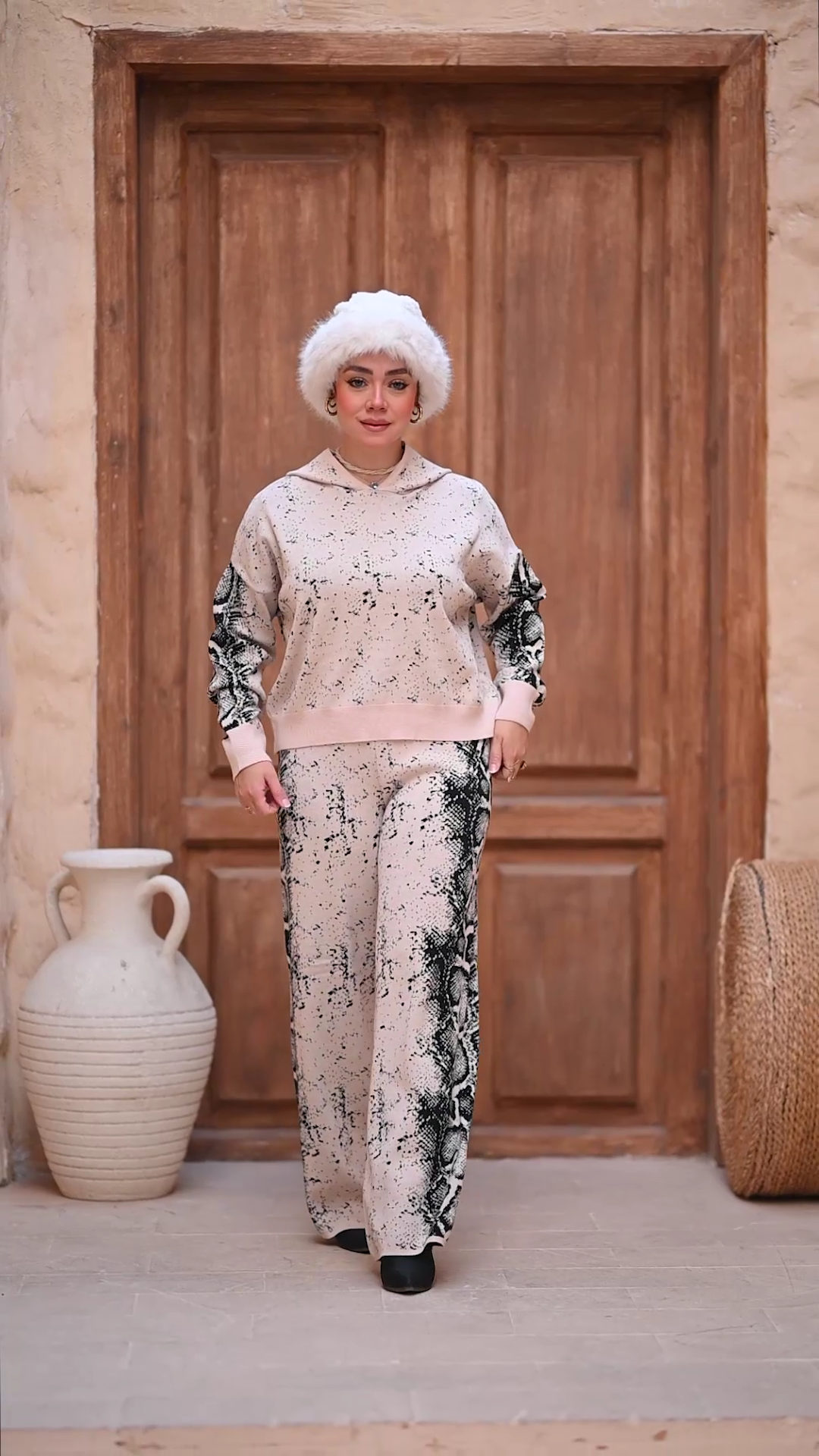 Print Hoodie & Flare Pant Set