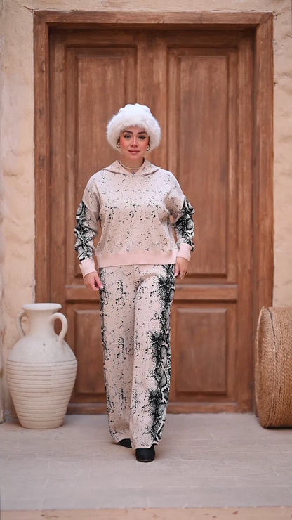 Print Hoodie & Flare Pant Set