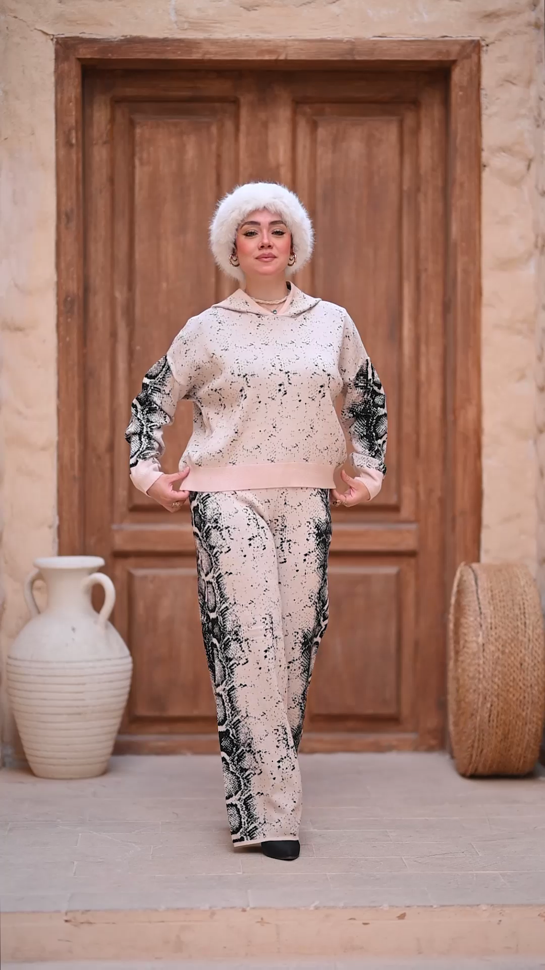 Print Hoodie & Flare Pant Set