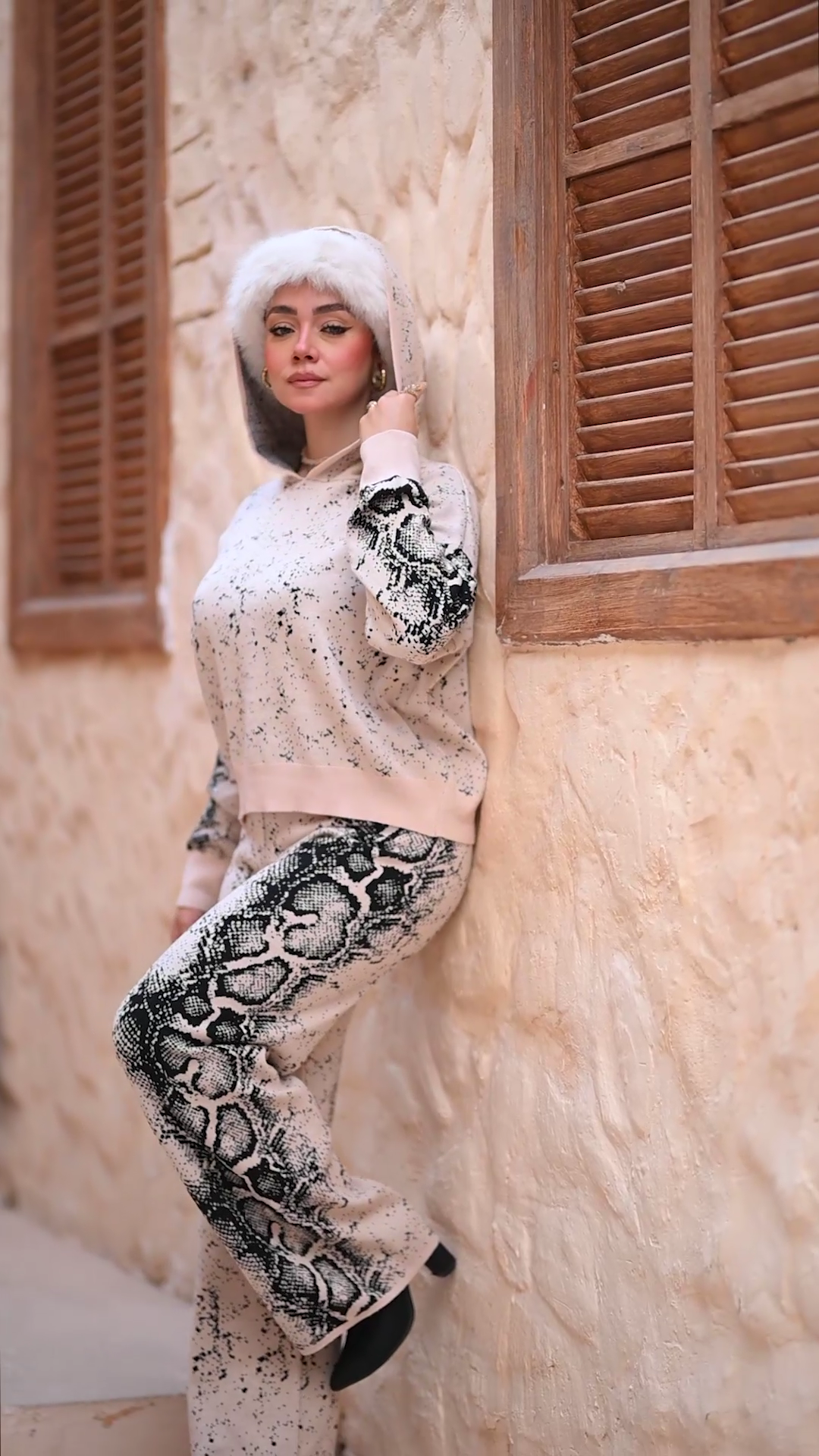 Print Hoodie & Flare Pant Set