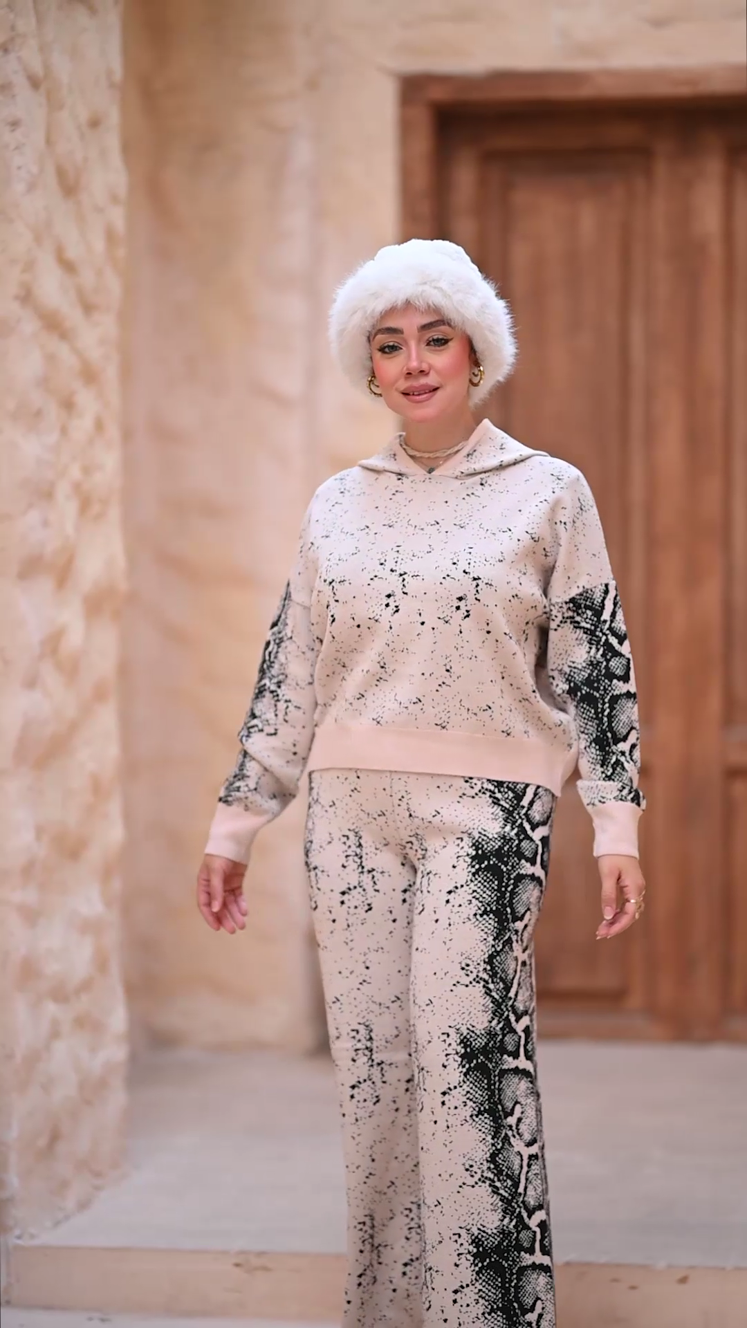 Print Hoodie & Flare Pant Set