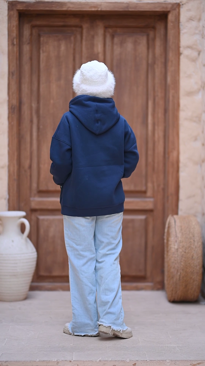 Oversized Hoodie with Graphic Bow Design