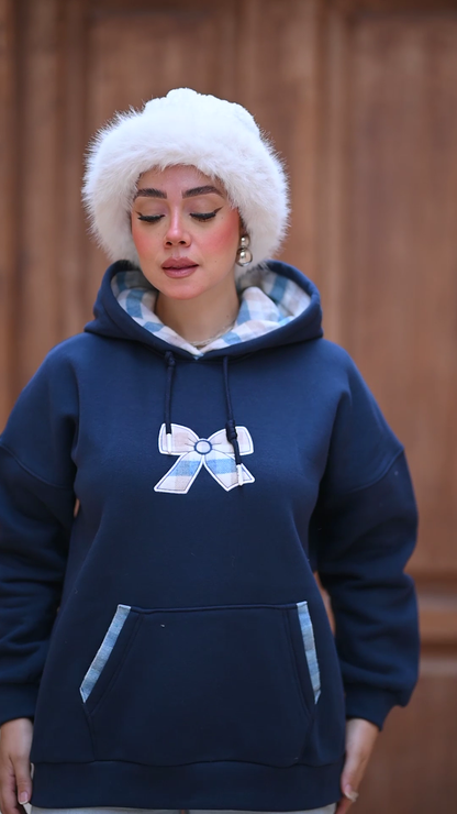 Oversized Hoodie with Graphic Bow Design