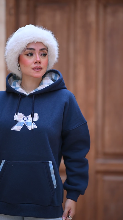 Oversized Hoodie with Graphic Bow Design