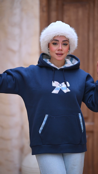 Oversized Hoodie with Graphic Bow Design