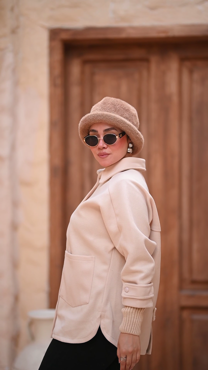 Oversize Women's Shirt Jacket with pocket