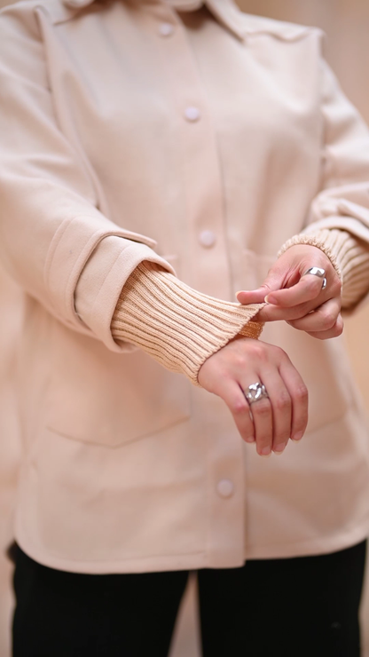 Oversize Women's Shirt Jacket with pocket