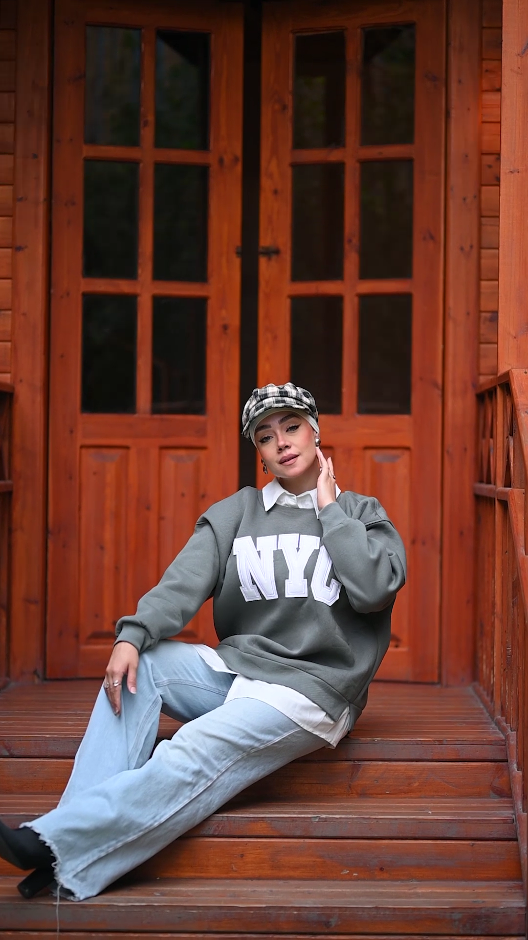 Combined shirt sweater