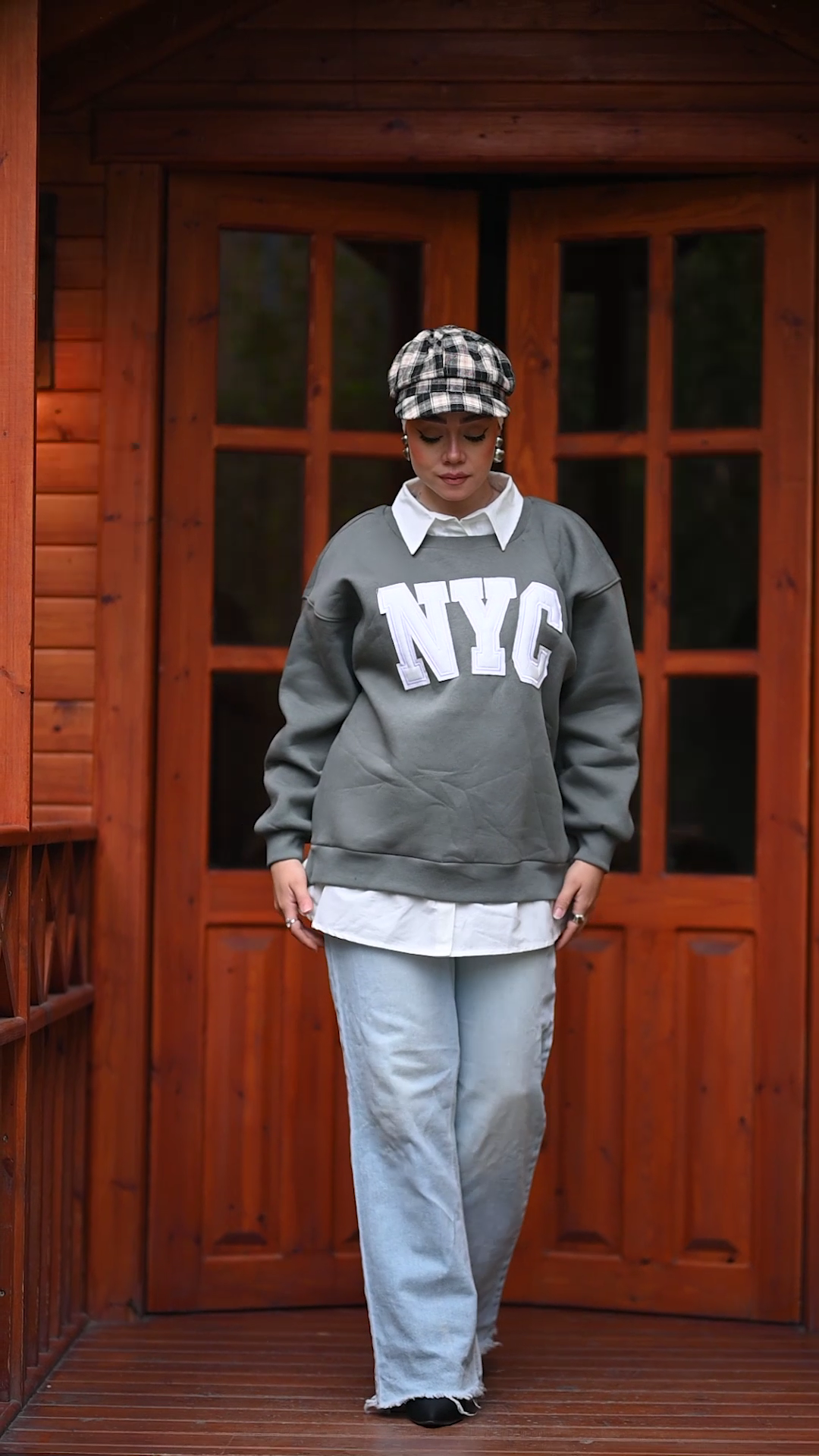 Combined shirt sweater