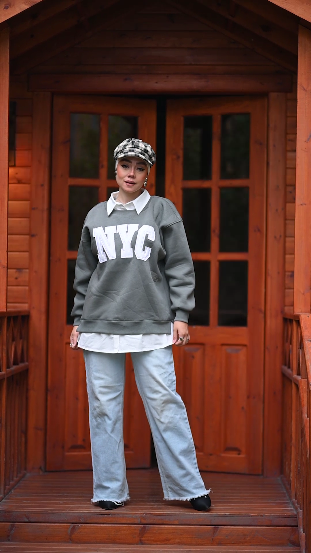 Combined shirt sweater