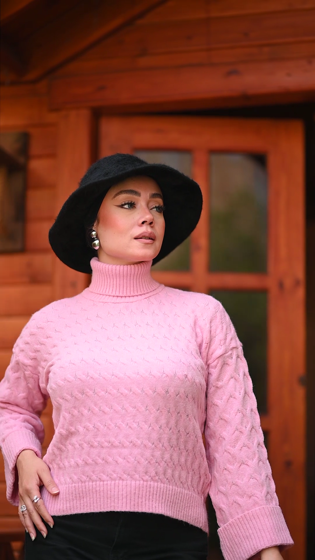 Textured Classic High-Neck Sweater