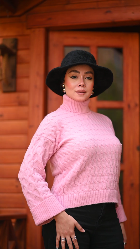 Textured Classic High-Neck Sweater