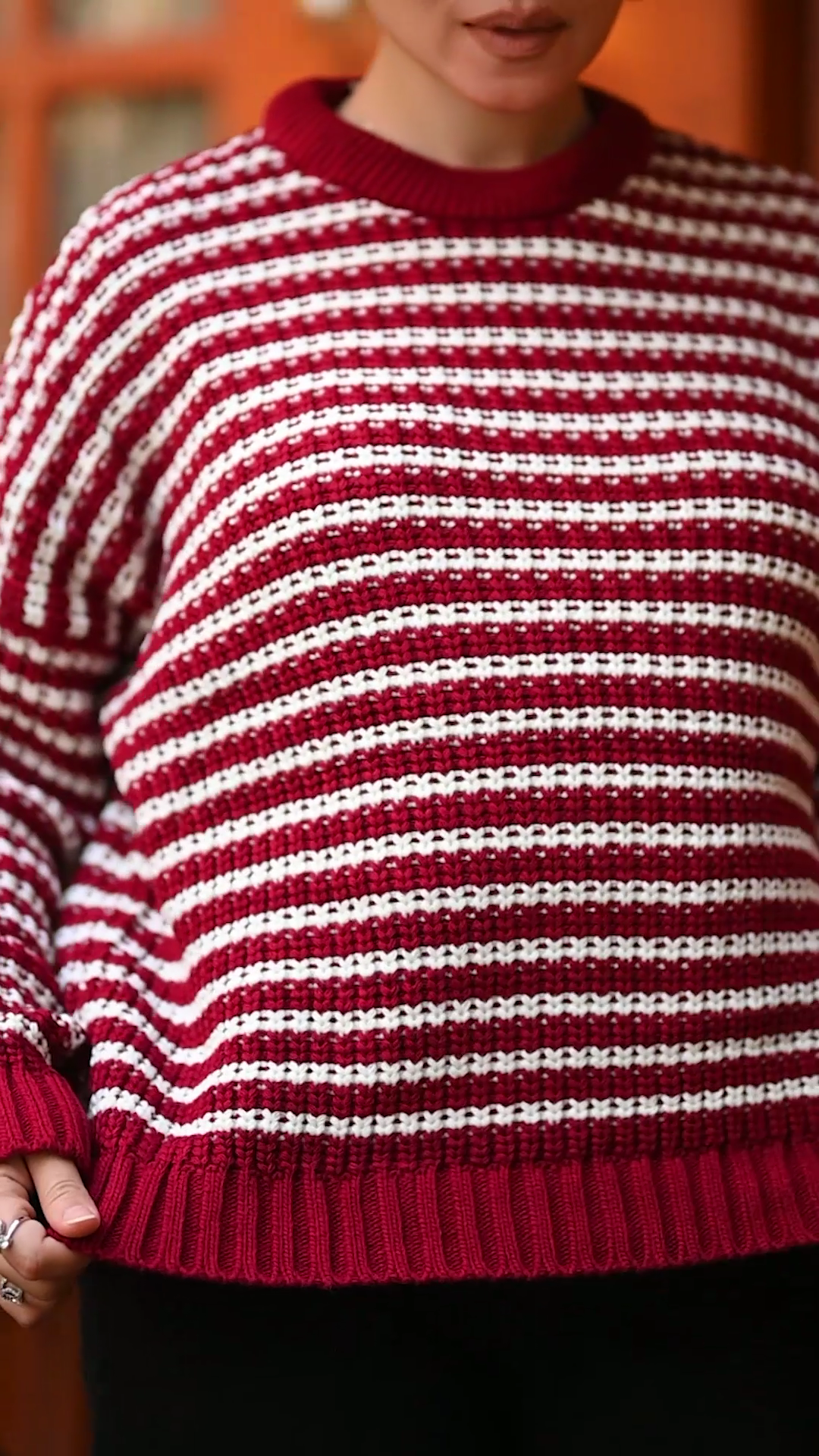 Two-Tone Comfort Stripe Sweater
