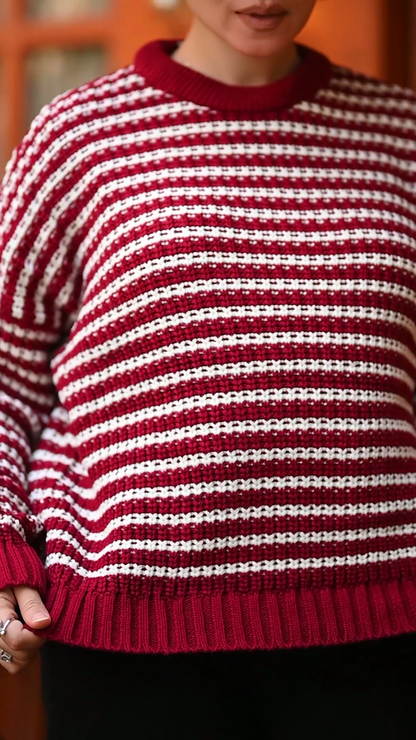 Two-Tone Comfort Stripe Sweater