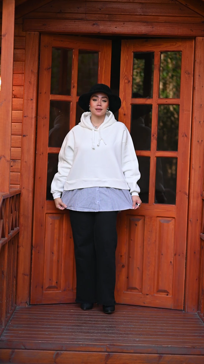 Oversized Hoodie with Built-In Shirt Layer