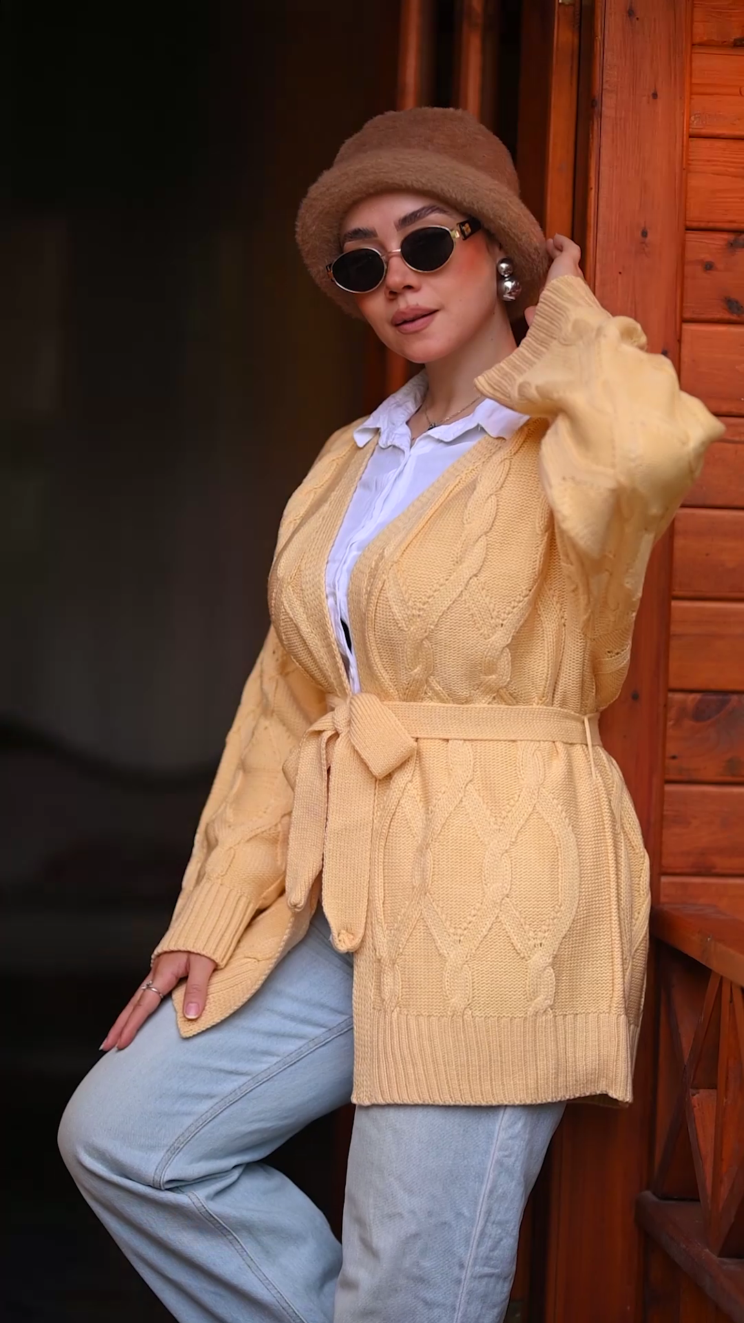 Cable Knit Belted Cardigan