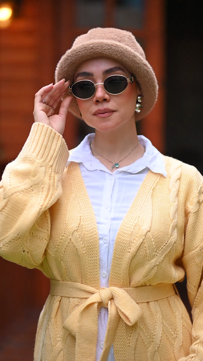 Cable Knit Belted Cardigan