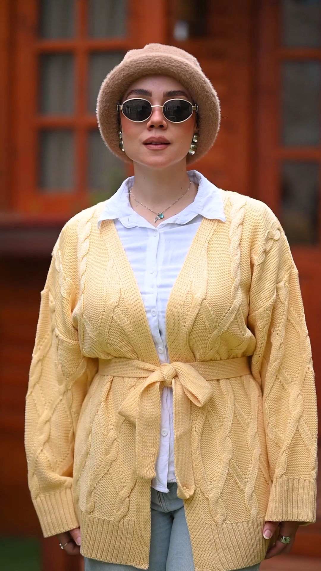 Cable Knit Belted Cardigan