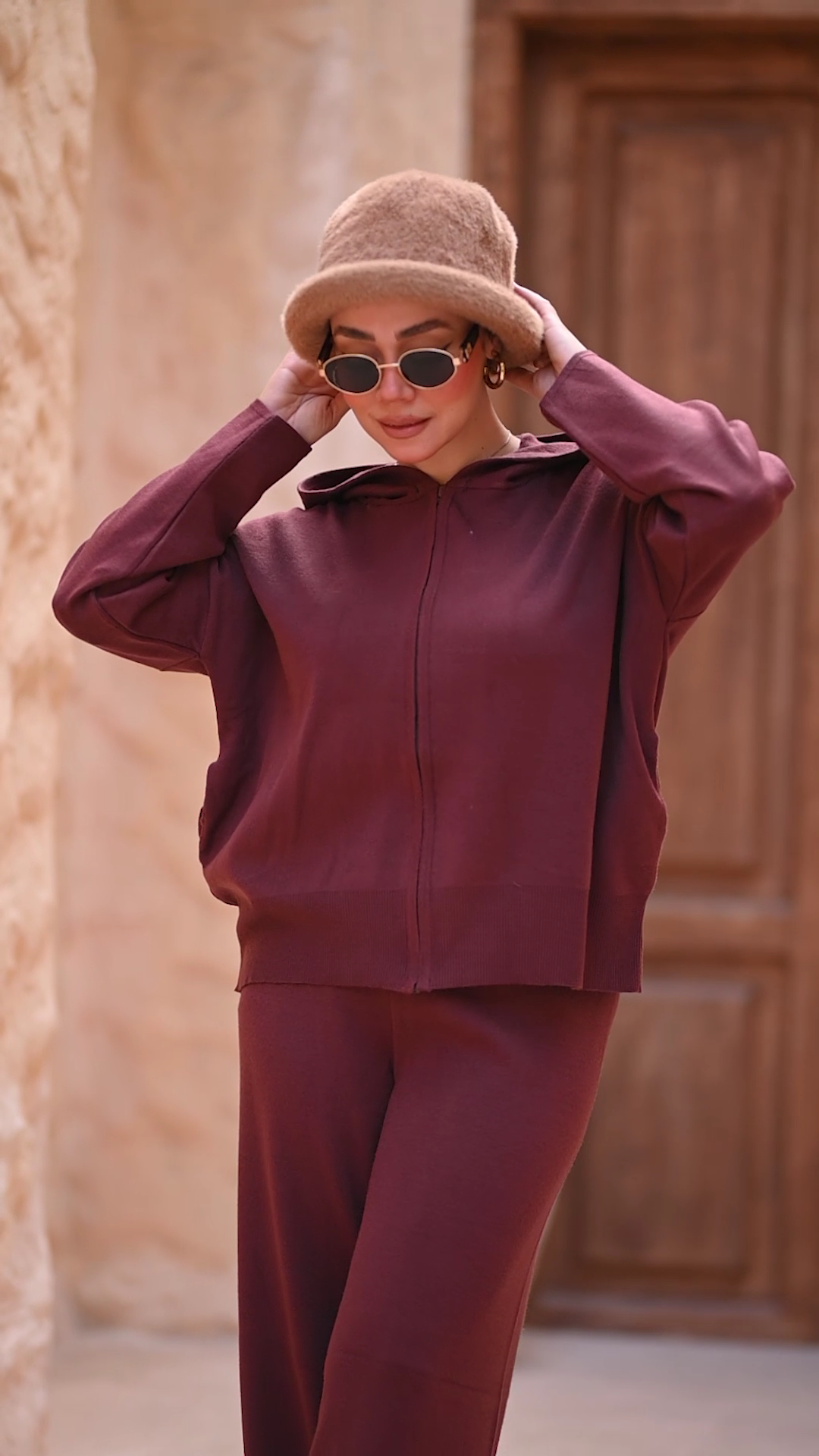 Zip Front Hoodie & Wide Leg Pant Set