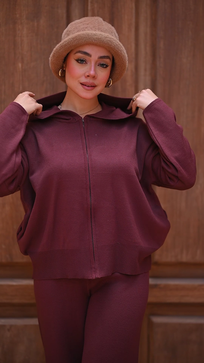 Zip Front Hoodie & Wide Leg Pant Set