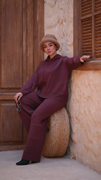 Zip Front Hoodie & Wide Leg Pant Set