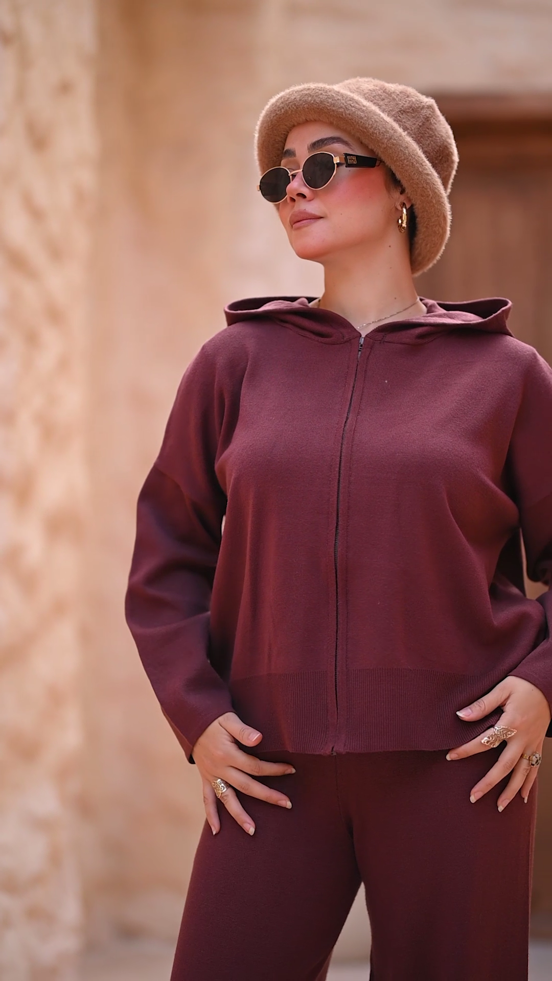 Zip Front Hoodie & Wide Leg Pant Set