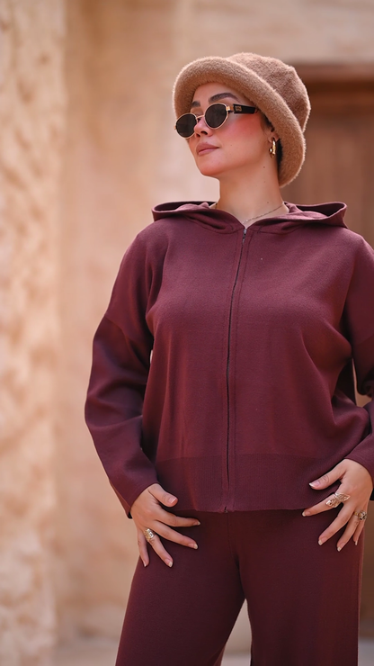 Zip Front Hoodie & Wide Leg Pant Set