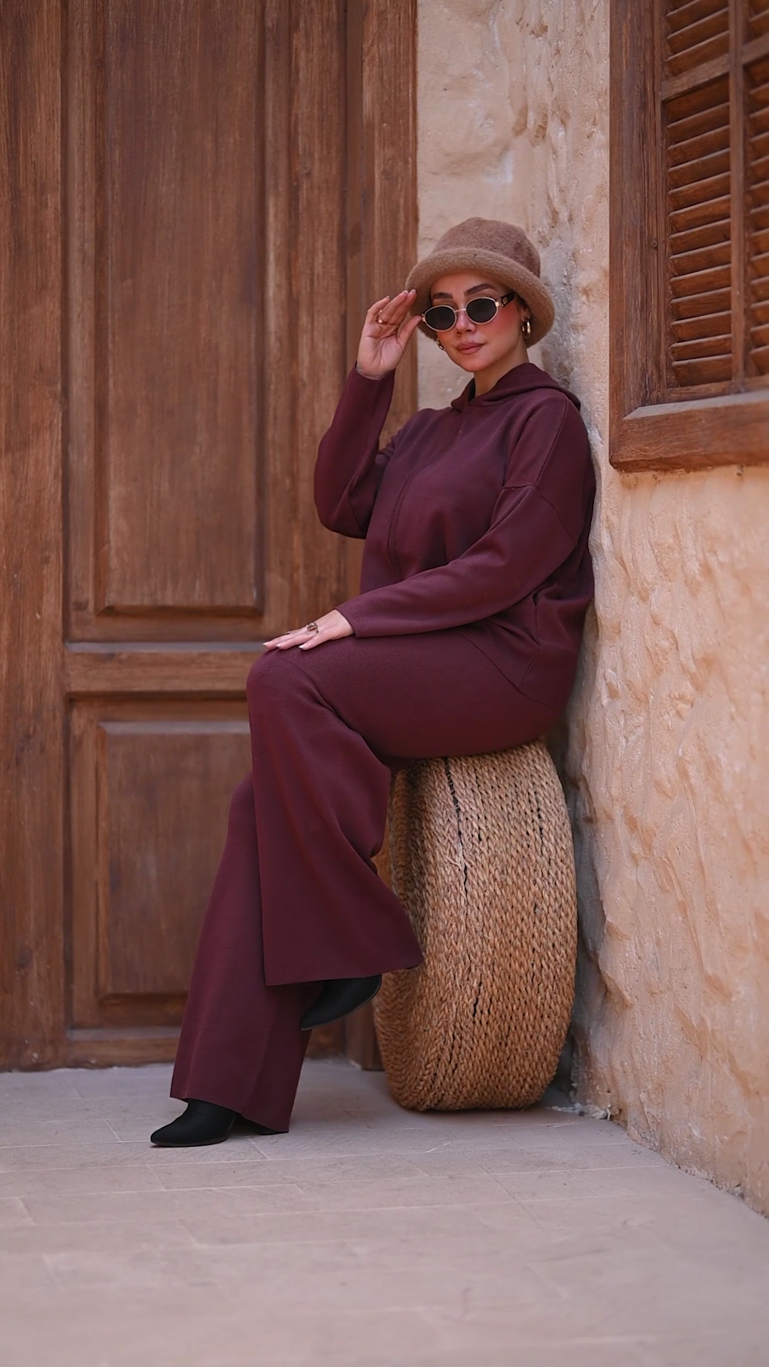 Zip Front Hoodie & Wide Leg Pant Set