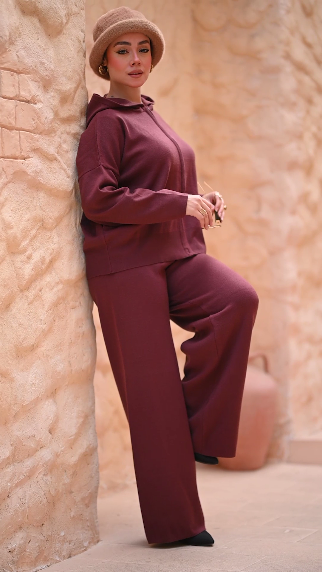 Zip Front Hoodie & Wide Leg Pant Set