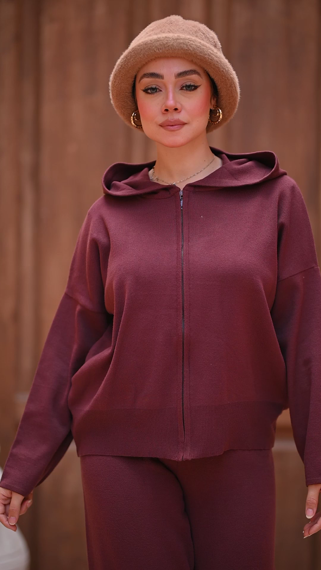 Zip Front Hoodie & Wide Leg Pant Set