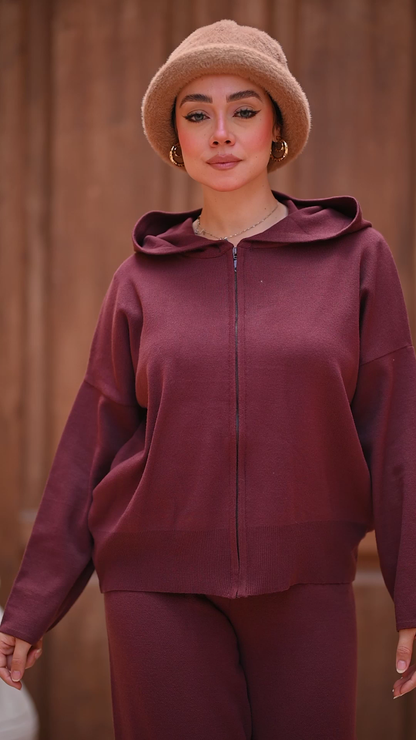 Zip Front Hoodie & Wide Leg Pant Set