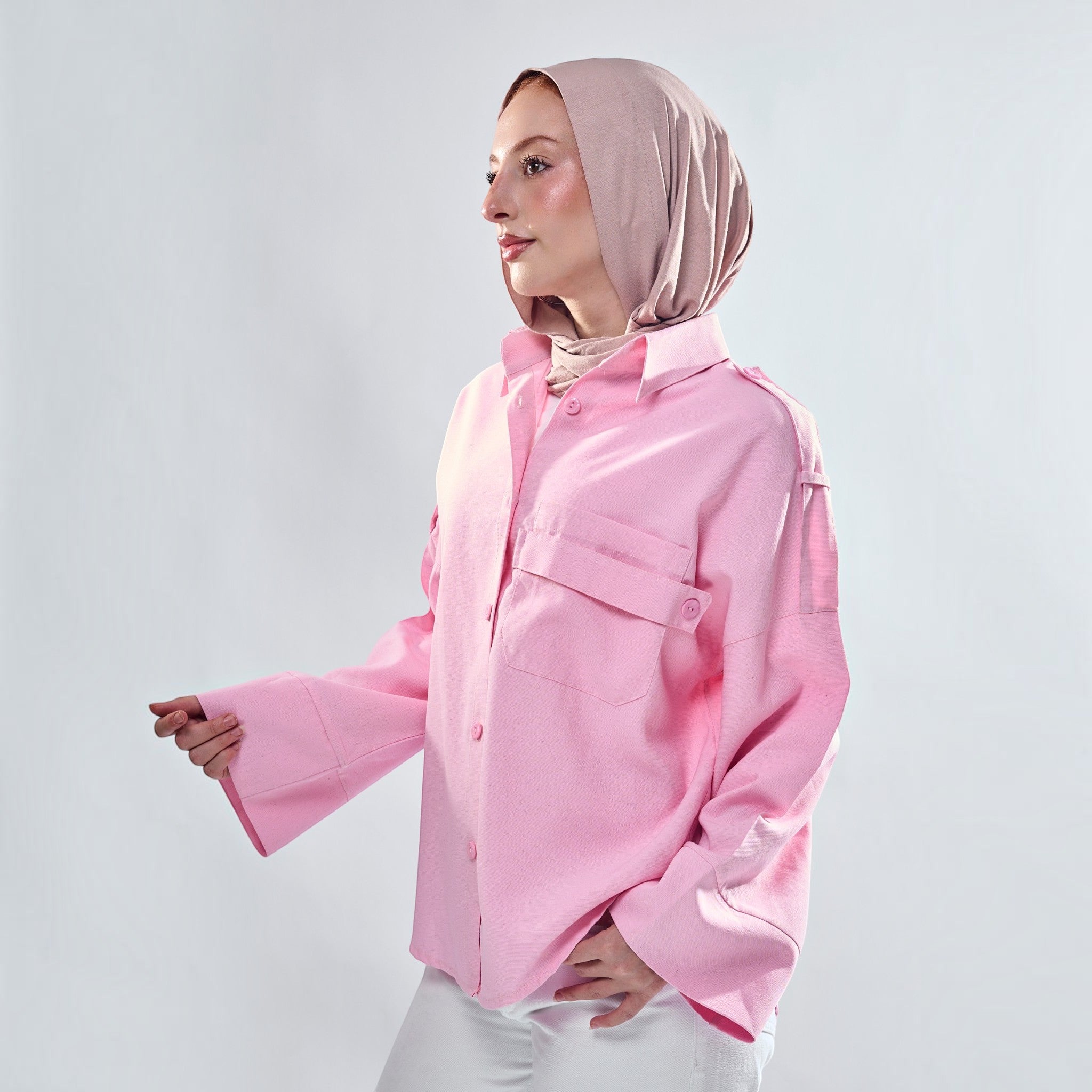 Utility Pocket Oversized Button-Down Shirt
