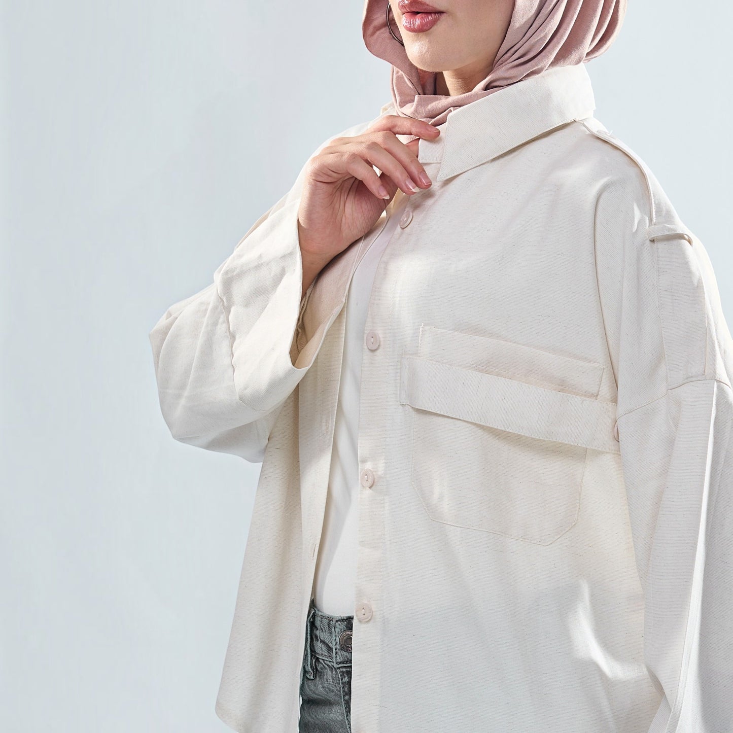 Utility Pocket Oversized Button-Down Shirt