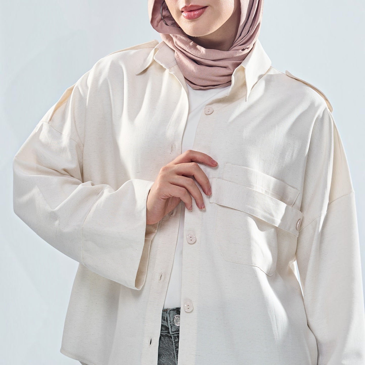 Utility Pocket Oversized Button-Down Shirt