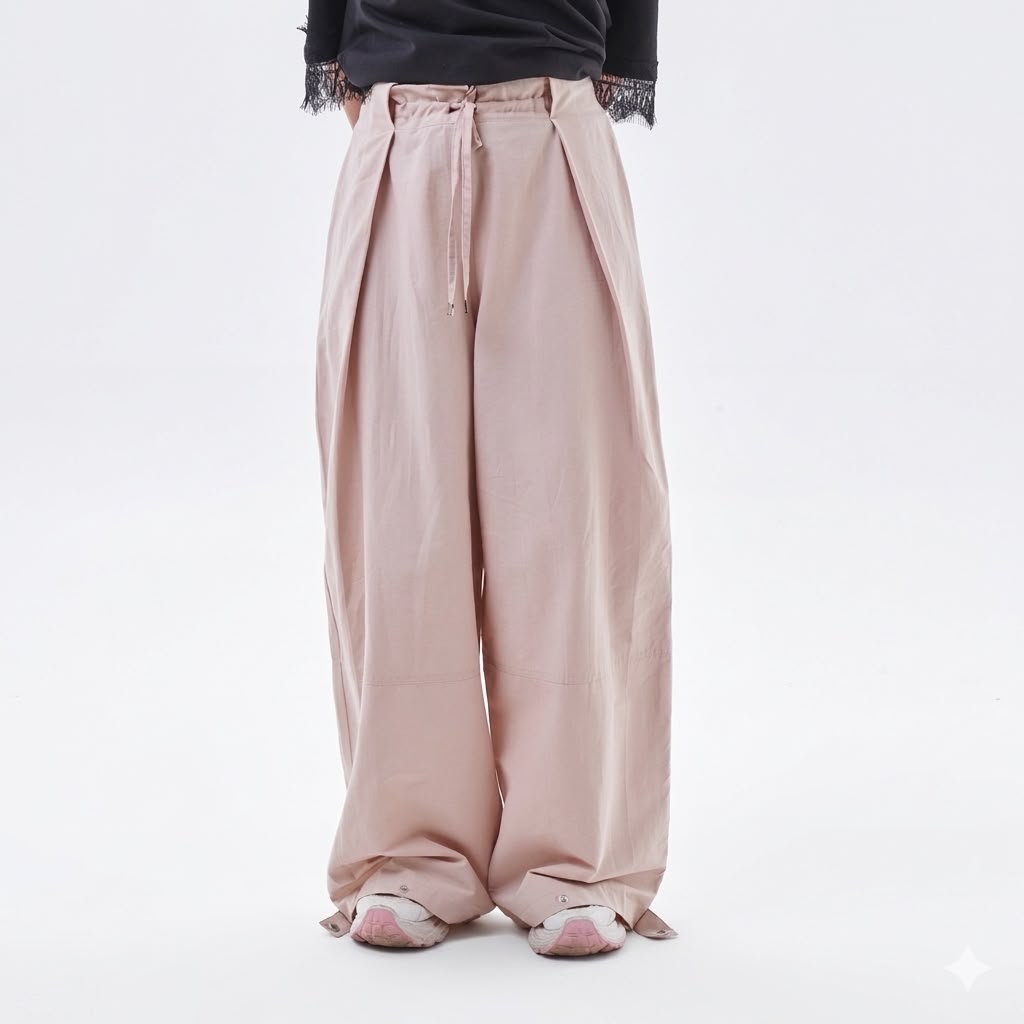 Wide-Leg Drawstring Pants